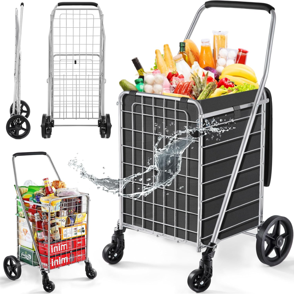 Foldable Shopping Cart – Durable Iron Frame & Dual Swivel Wheels | Organivo