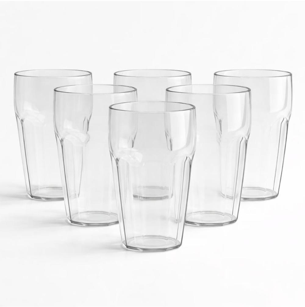 Transparent Smoothie Glass Set – 6 Durable 300ml Tumblers