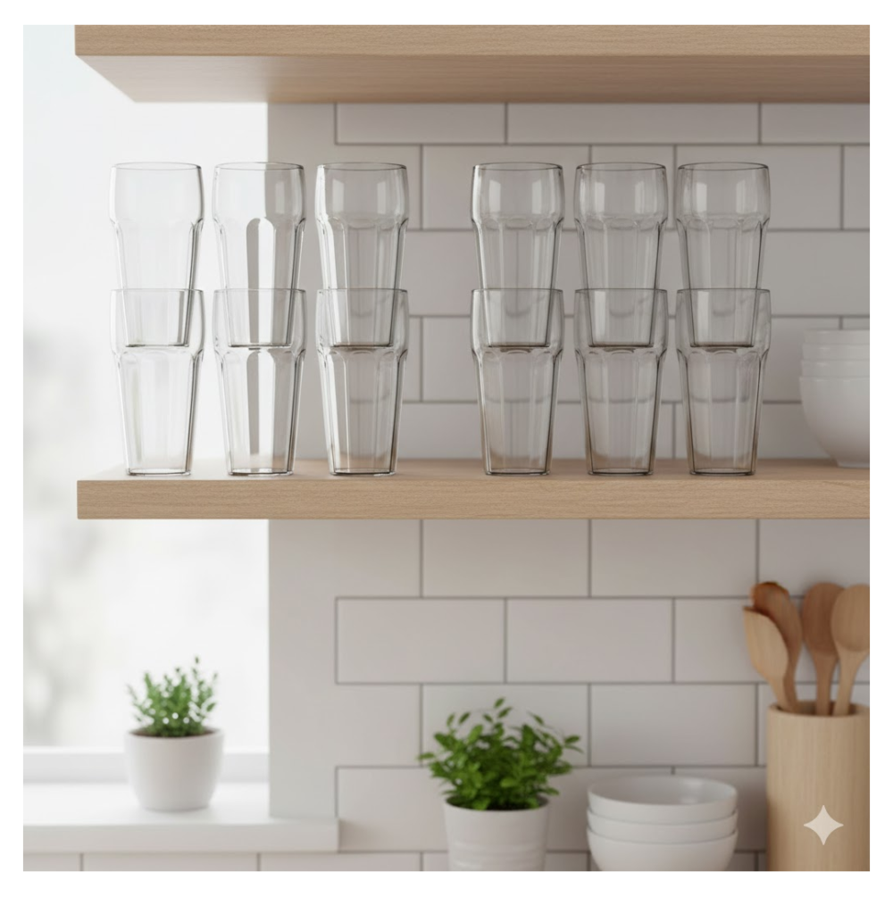 Transparent Smoothie Glass Set – 6 Durable 300ml Tumblers
