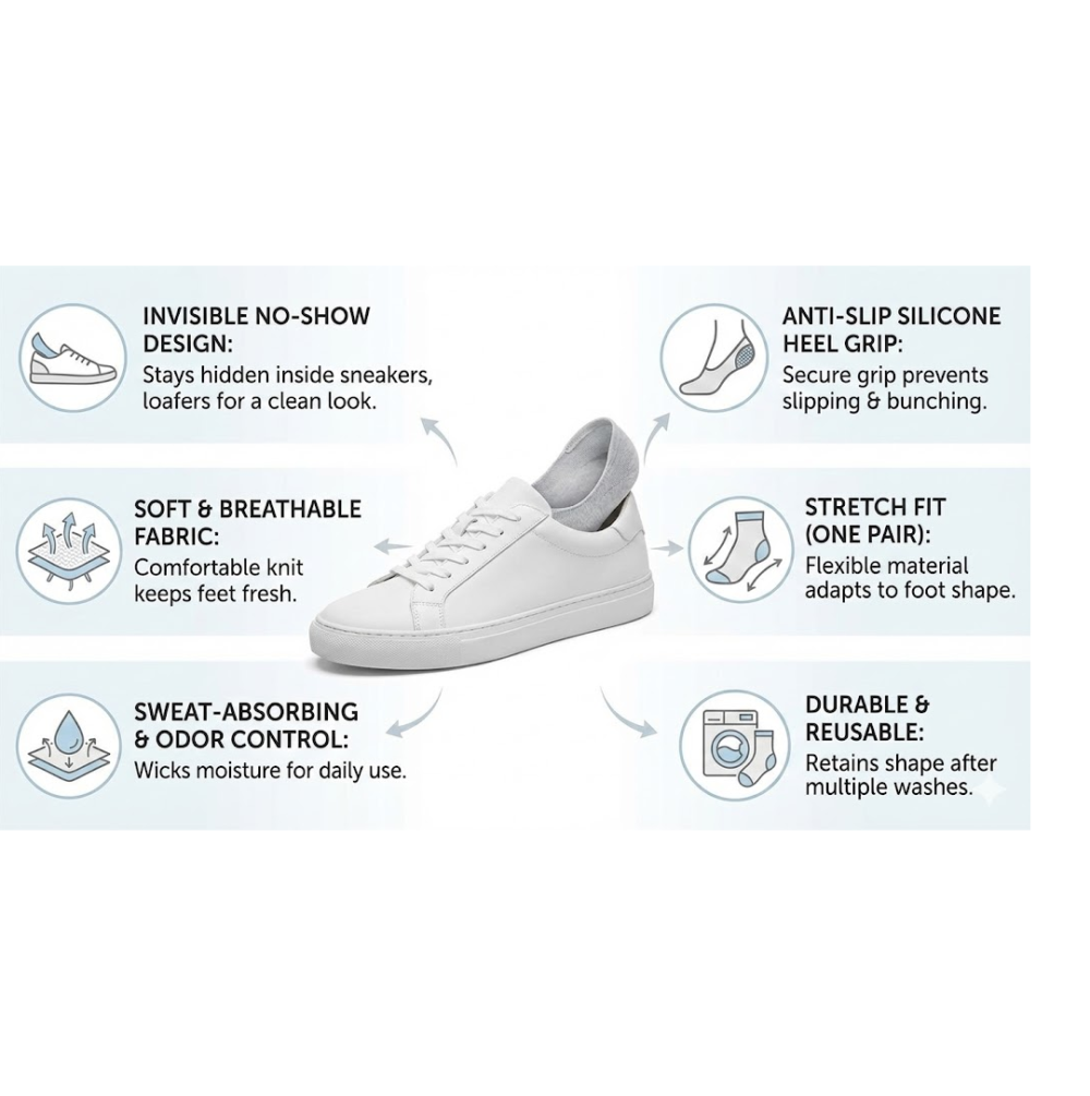 No-Show Liner Socks – Breathable Anti-Slip Comfort