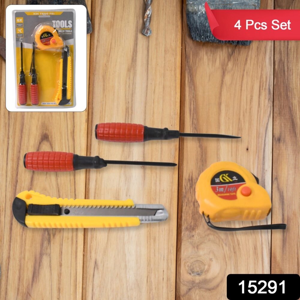 4 in 1 Hand Tool Kit – Durable, Portable Home Repair Set