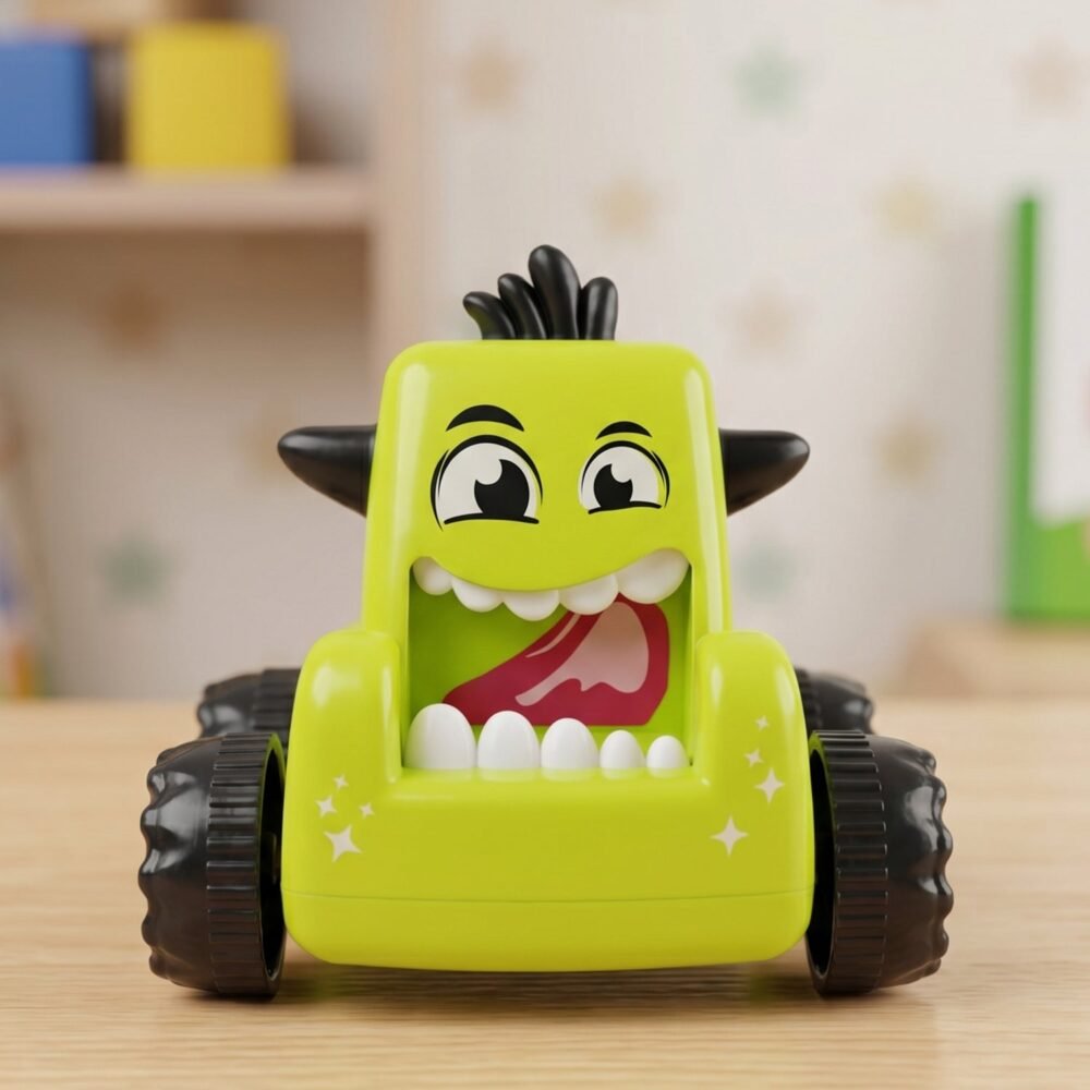 Cartoon Monster Push Back Car Toy for Kids - Eco-Friendly & Durable