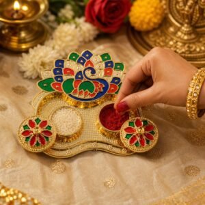 Peacock Shaped Kankavati – Traditional Puja Storage Box