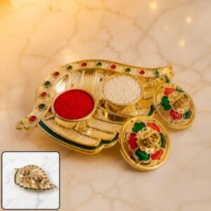 22199-01-no-sku_97a54c81-7d0c-4f03-b7dc-e3353149bb98.jpg Kumkum Holder – Elegant Mango Shape with Twin Compartments for Puja