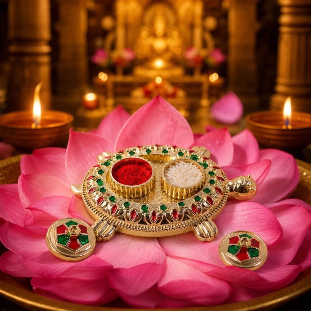 Kumkum Holder – Tortoise Shape for Puja & Rituals with Twin Compartments