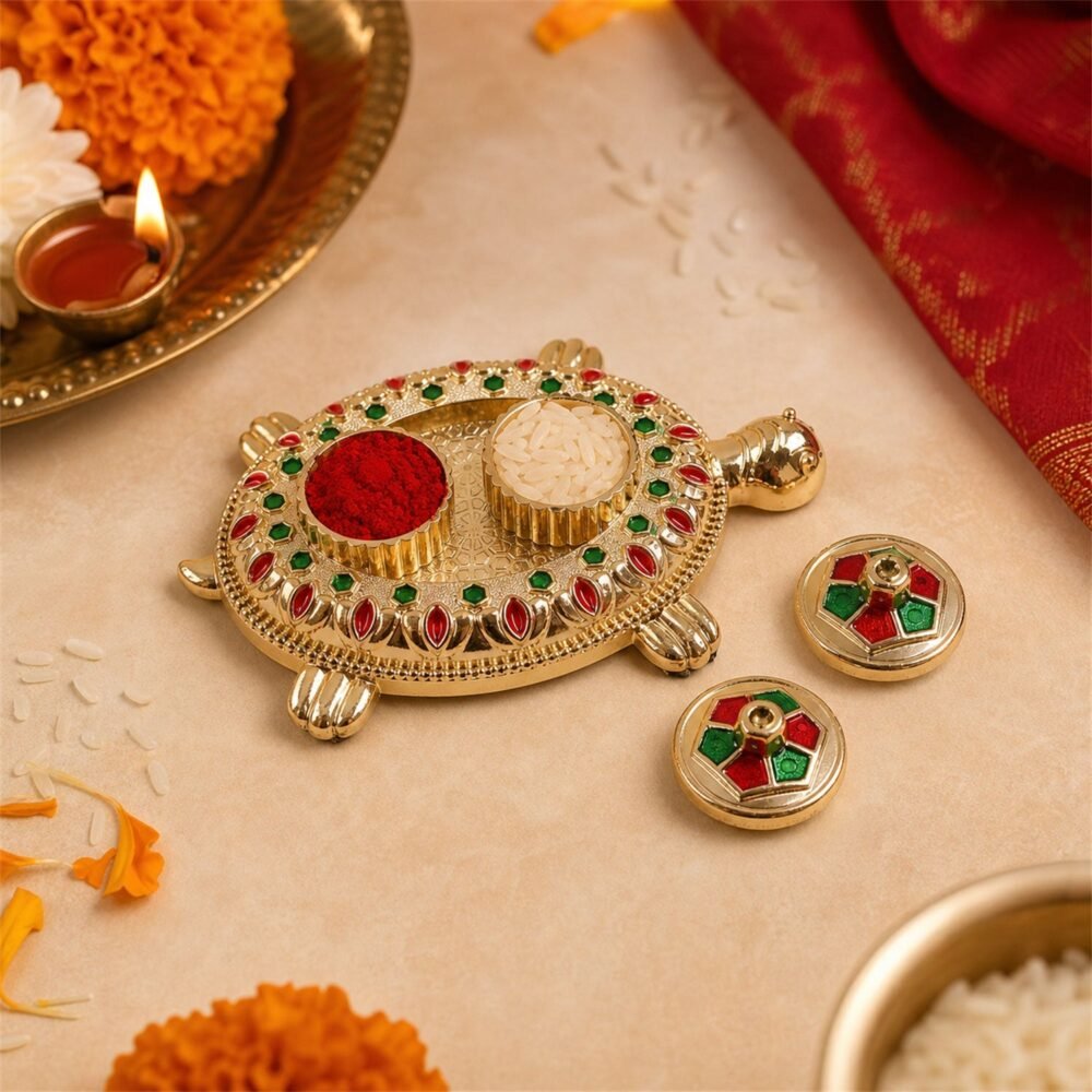 Kumkum Holder – Tortoise Shape for Puja & Rituals with Twin Compartments