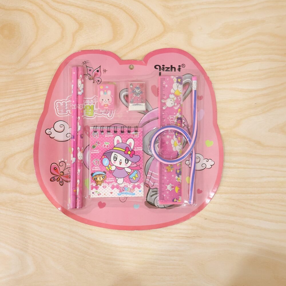 Kids Stationery Set – 7-in-1 Cute Pink Gift Pack for Girls