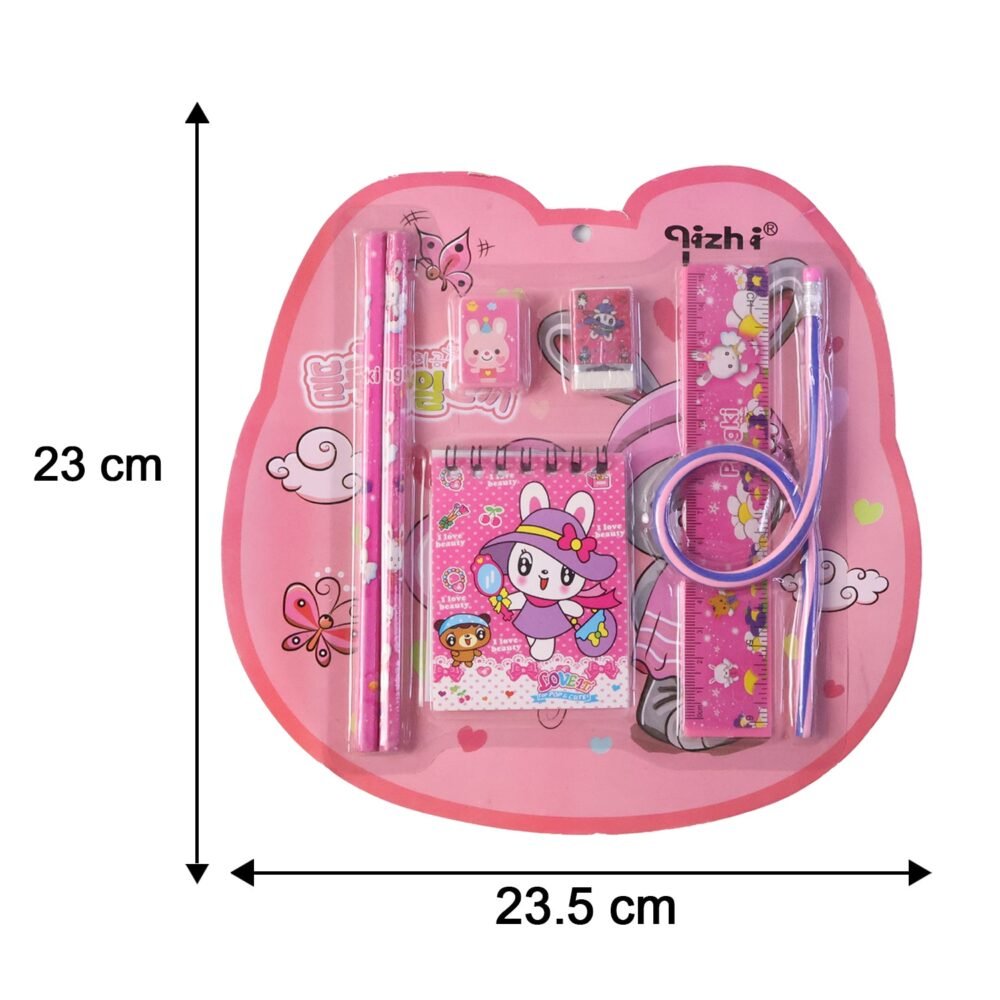 Kids Stationery Set – 7-in-1 Cute Pink Gift Pack for Girls