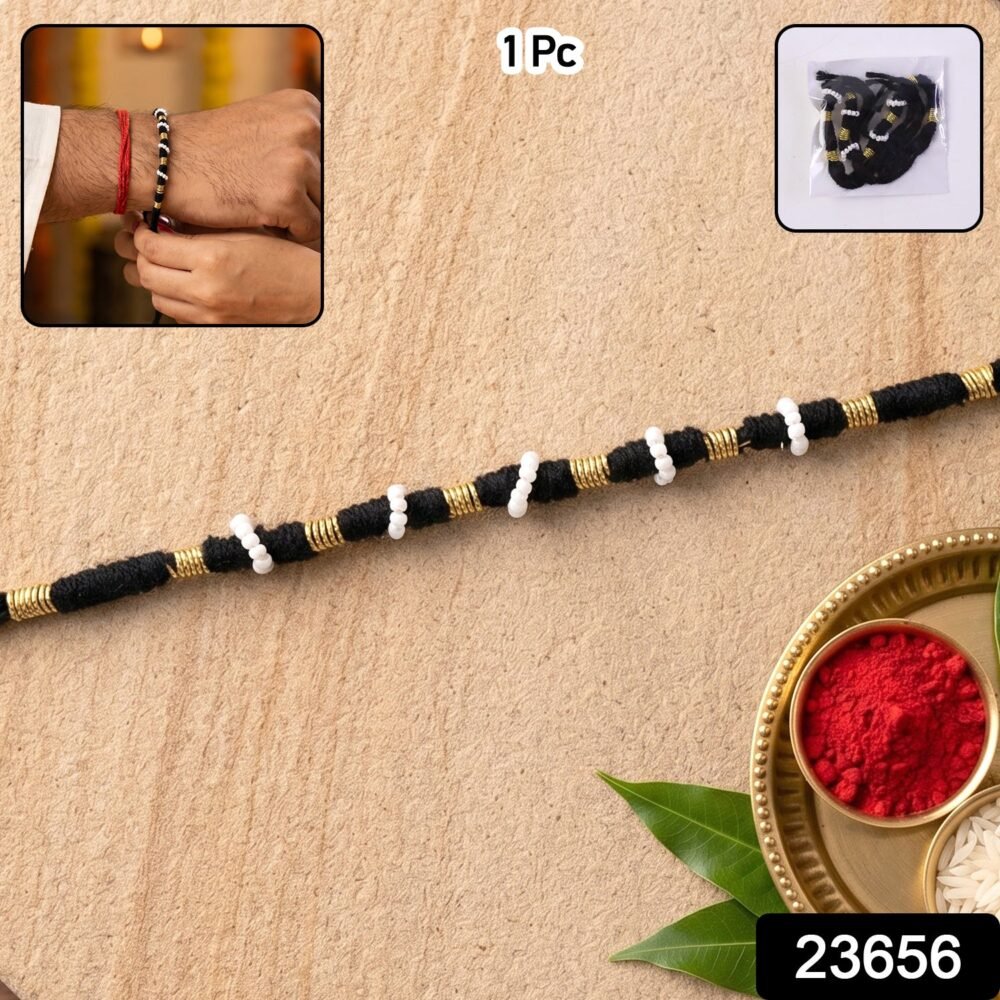 Handmade Pearl Beaded Rakhi – Traditional Ethnic Thread for Festivities