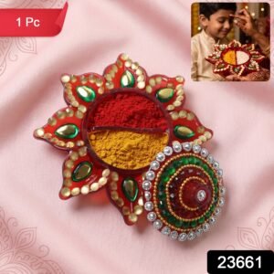 Decorative Kumkum Dani – Handcrafted with Stone Work Lid