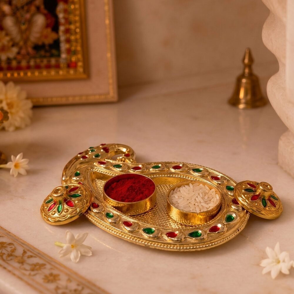 23828-05-white-bg_56329275-fa38-4c34-8e85-cba0b14ecd9a.jpg Golden Kumkum Kankavati Holder – Elegant Pooja Organiser