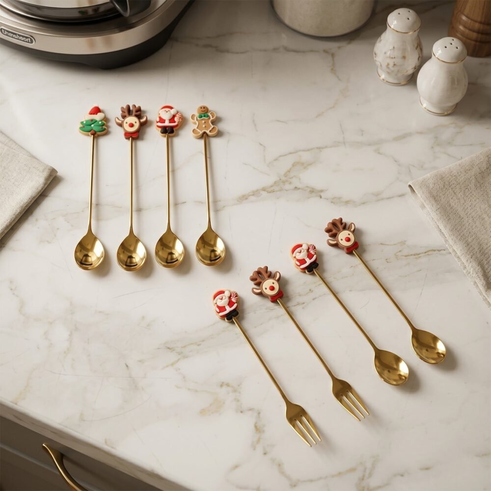 Mix Golden Cartoon Spoon Set – Stylish & Durable Tableware
