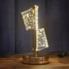 Golden Crystal LED Double Shade Table Lamp – Elegant USB Charging Light