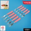Stainless Steel Fruit Fork Set – 10 Durable Mini Forks with Soft Grip
