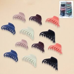 Hair Claw Clips Set – Matte Finish & Strong Grip, 12 Pieces