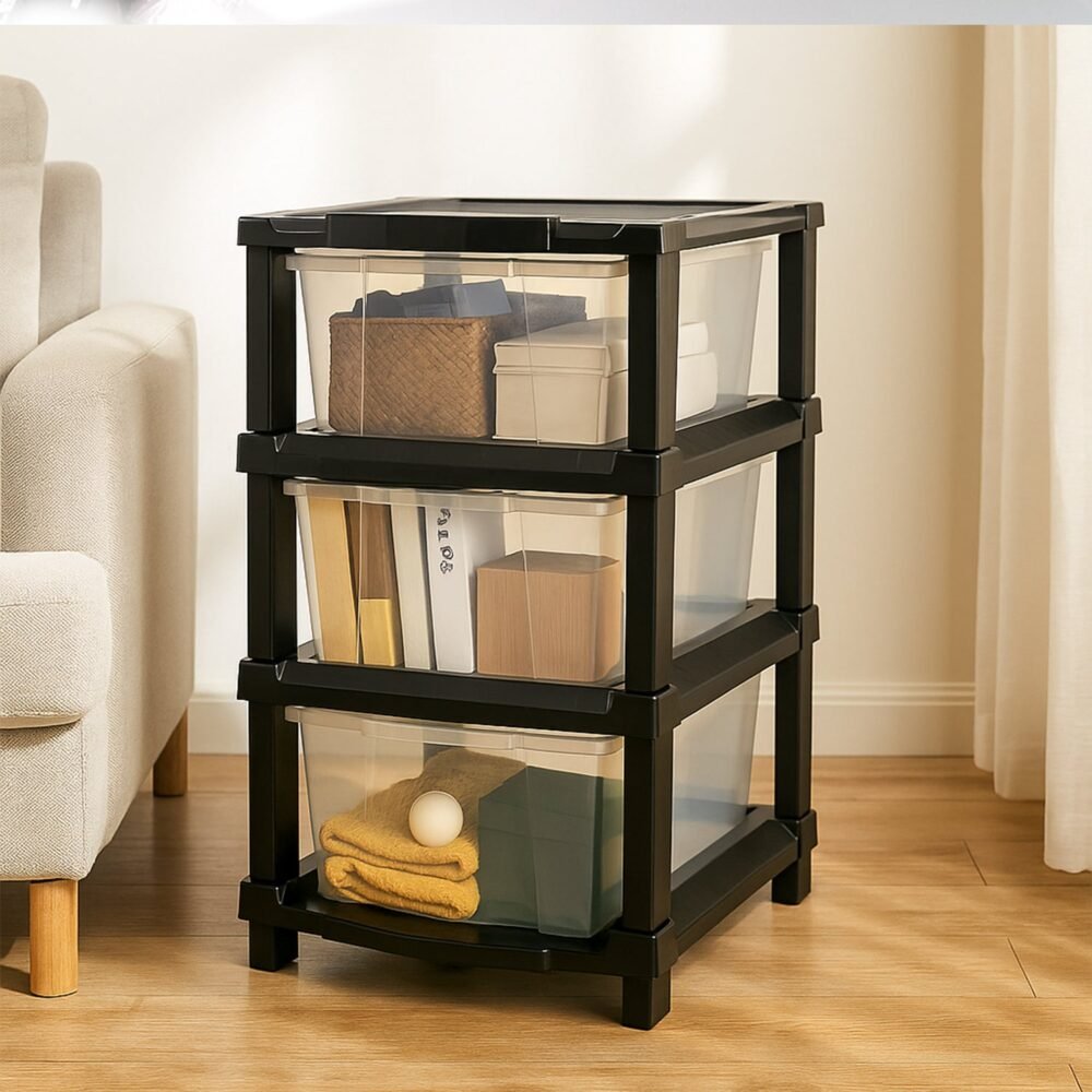 Transparent 3-Layer Drawer Organizer – Smooth Pull-Out Storage
