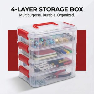 Plastic Storage Box – 4-Layer Transparent Organizer with Handle