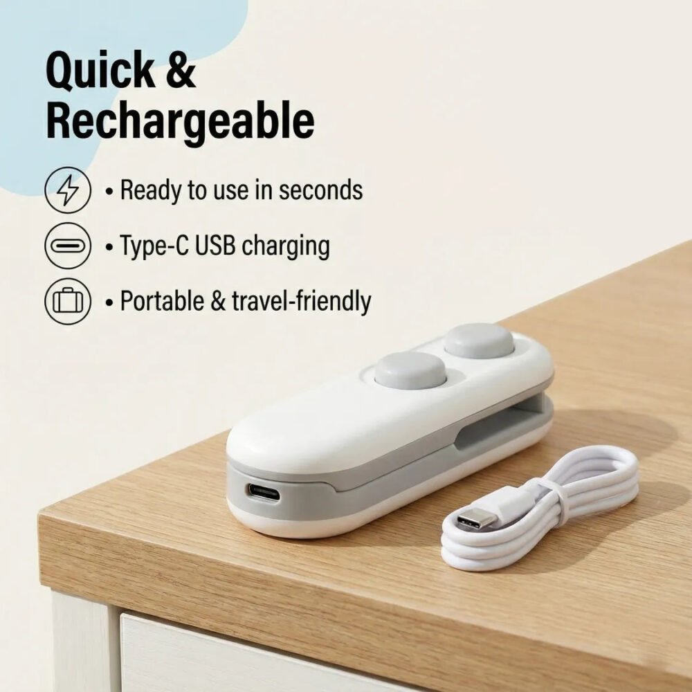 Mini Bag Sealer – 2 in 1 Portable Heat Seal & Cutter | ChefAura