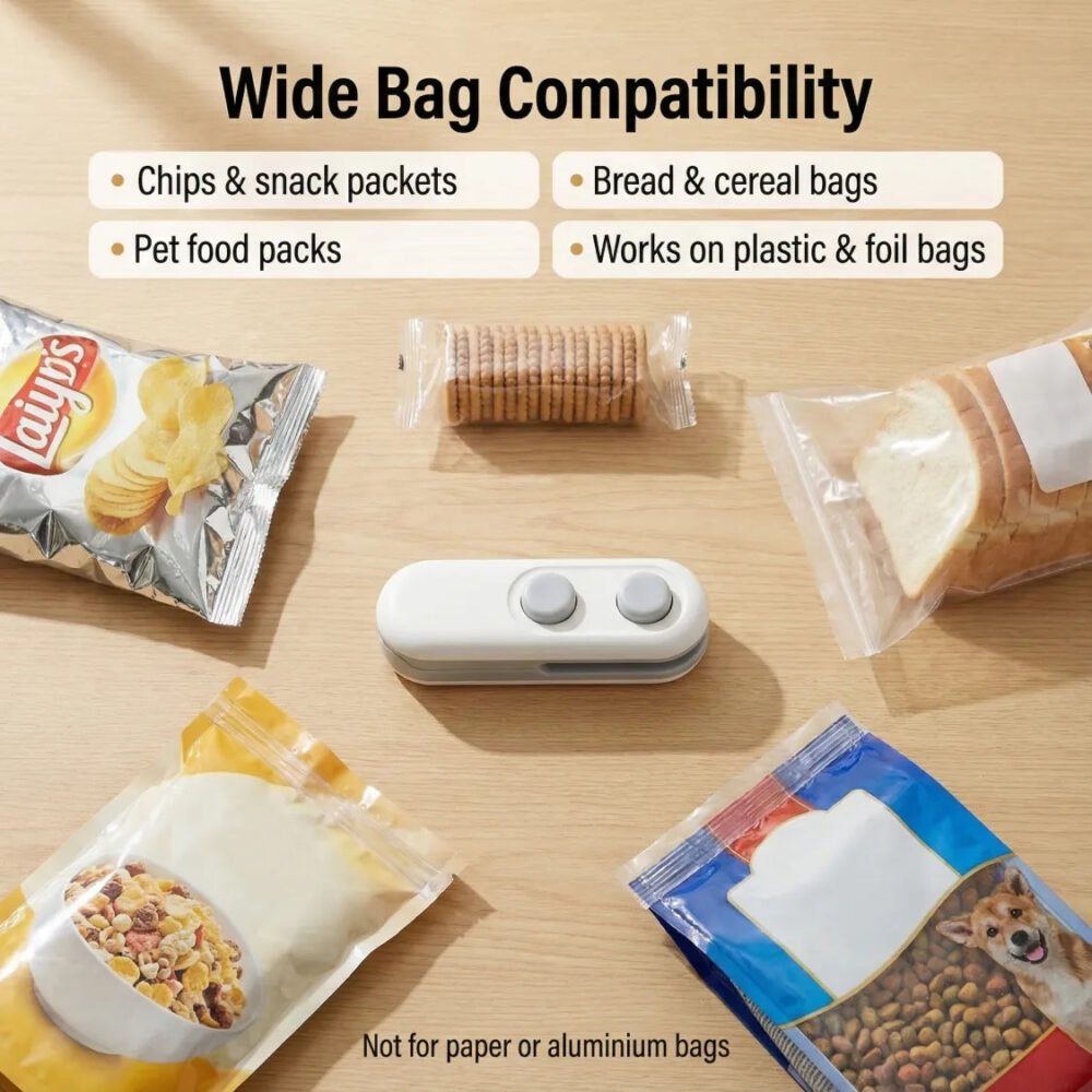 Mini Bag Sealer – 2 in 1 Portable Heat Seal & Cutter | ChefAura