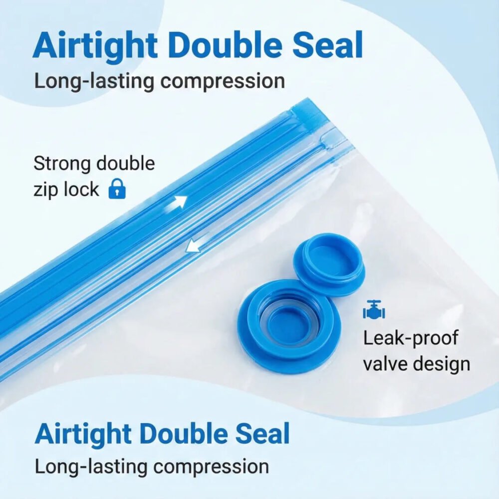 Vacuum Storage Bags with Suction Pump – Space-Saving 5 Pcs Set
