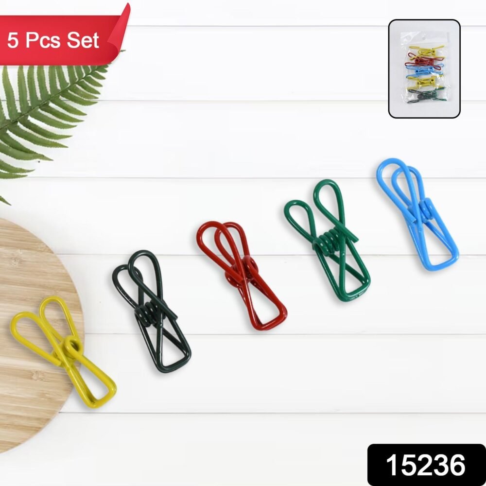 Metal Clothes Pins Clips – Durable Multi-Function Set of 5