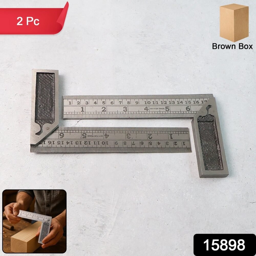 Metal Try Square Ruler Set – Durable 2-Piece Precision Tool