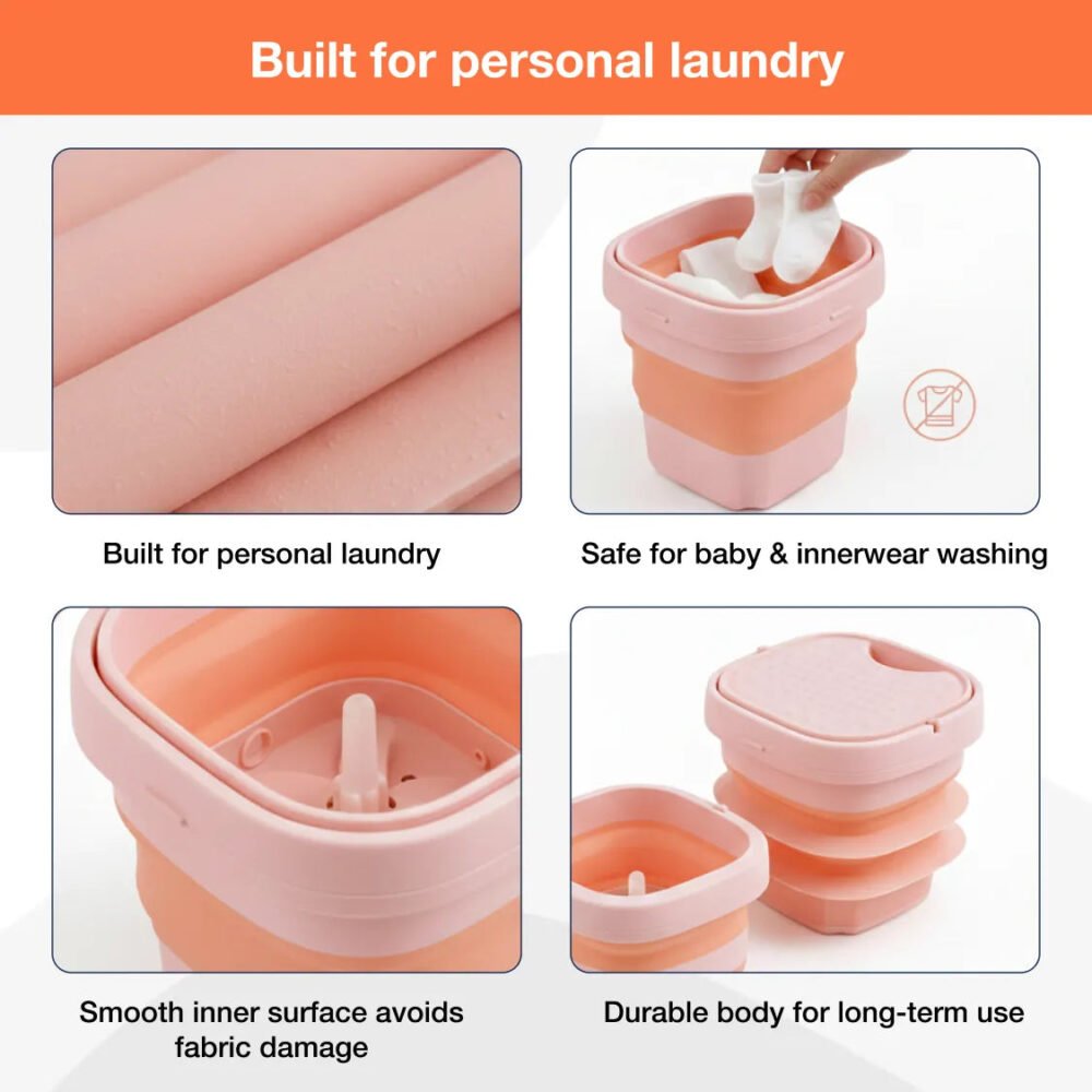 Portable Washing Machine ñ Foldable Mini Washer | Velvet Wipe