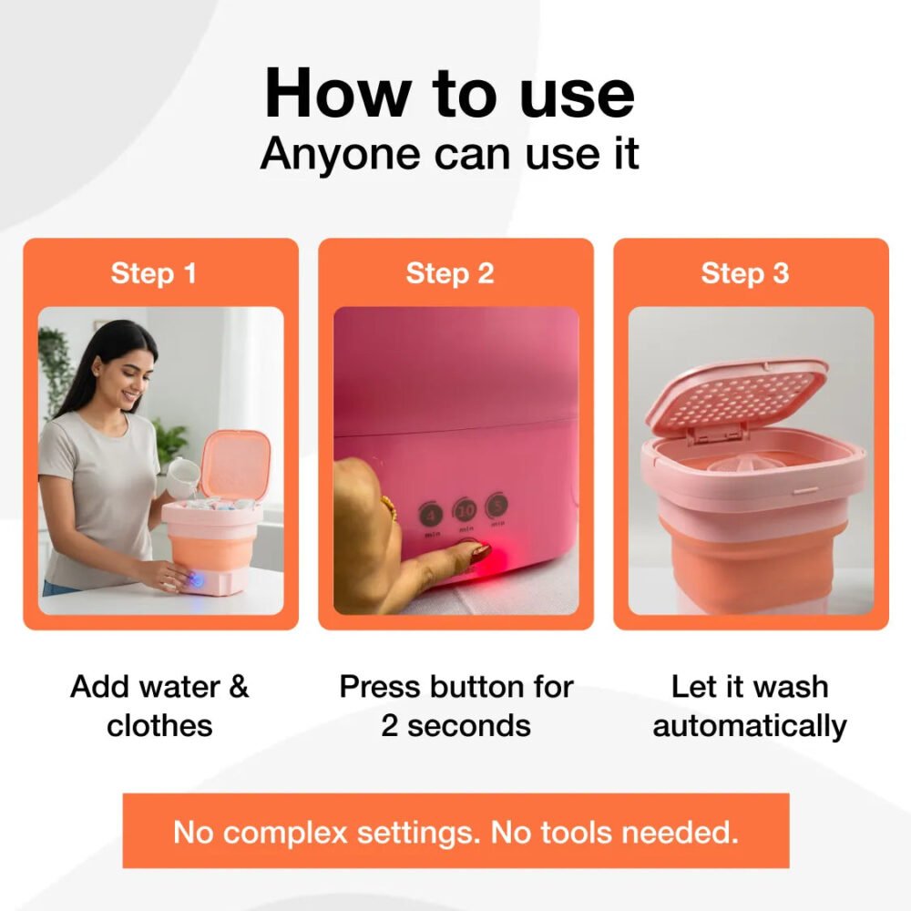 Portable Washing Machine ñ Foldable Mini Washer | Velvet Wipe