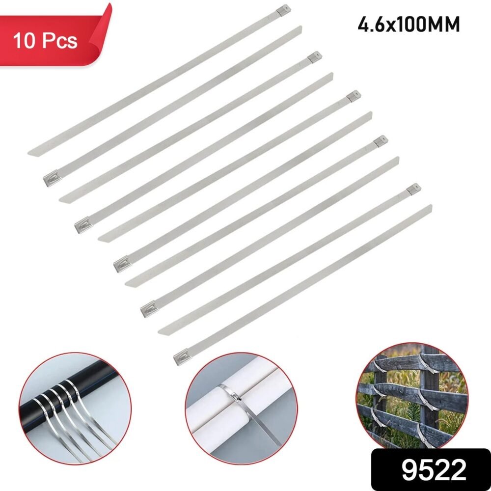 38022Gm-DD9219.jpg Stainless Steel Cable Ties – 100mm Rustproof 10-Pack | WipeTech