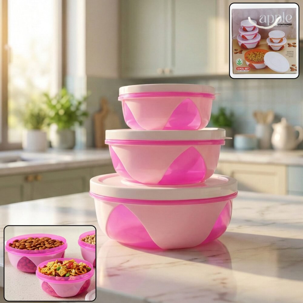 3Container-WOSKU-01.jpg Plastic Storage Containers Set of 3 – Durable & Airtight Kitchen Boxes