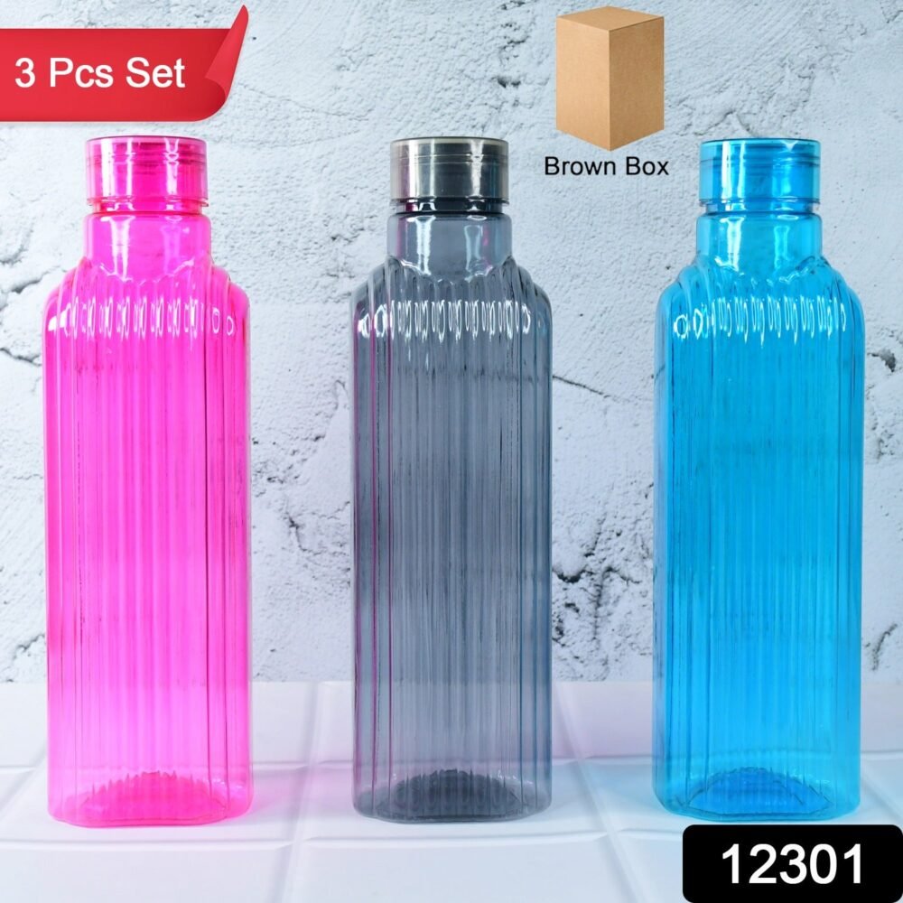 Transparent Fridge Water Bottles – Set of 3 BPA-Free Plastic