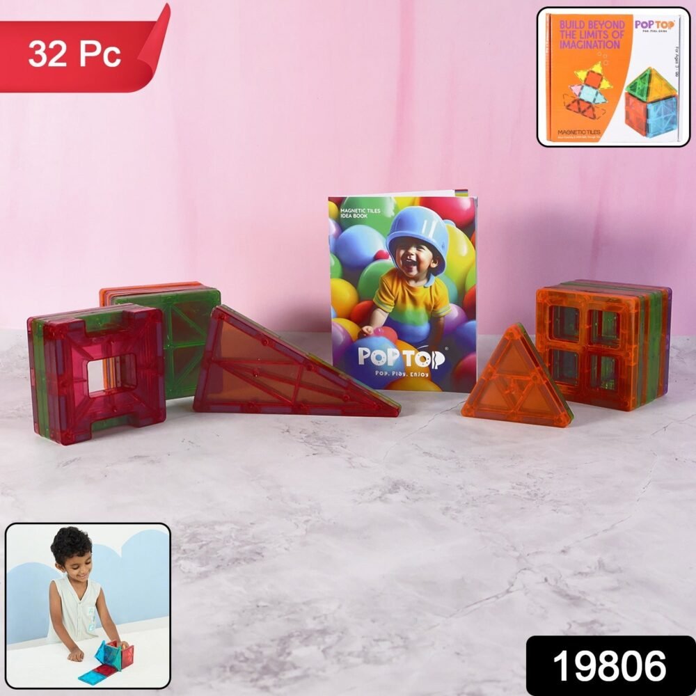 Magnetic Building Tiles – 32-Piece STEM Learning Toy Set