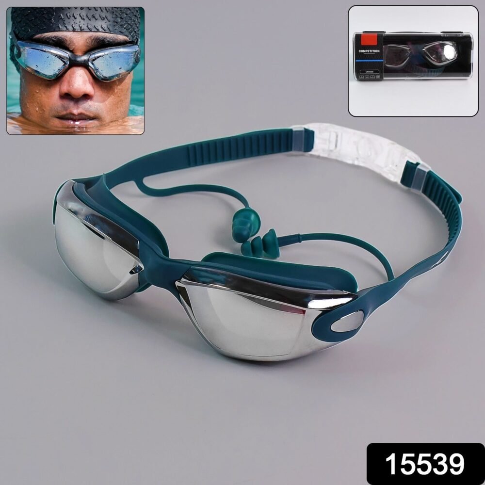 Anti-Fog Swimming Goggles – UV Protection with Mirrored Lenses & Earplugs