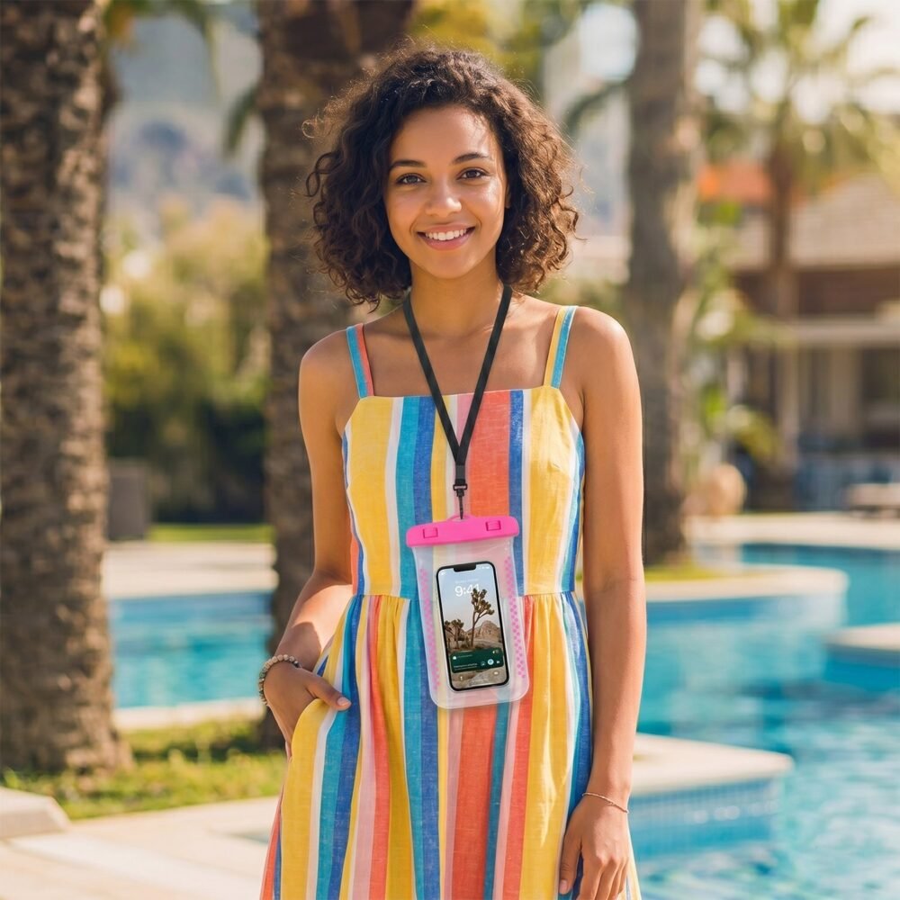 4905_lifestyle.jpg Waterproof Mobile Pouch Cover – Transparent & Secure with Lanyard