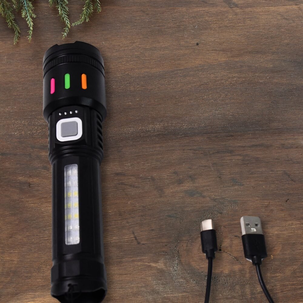 LED Flashlight USB Rechargeable – Zoom & 5 Lighting Modes