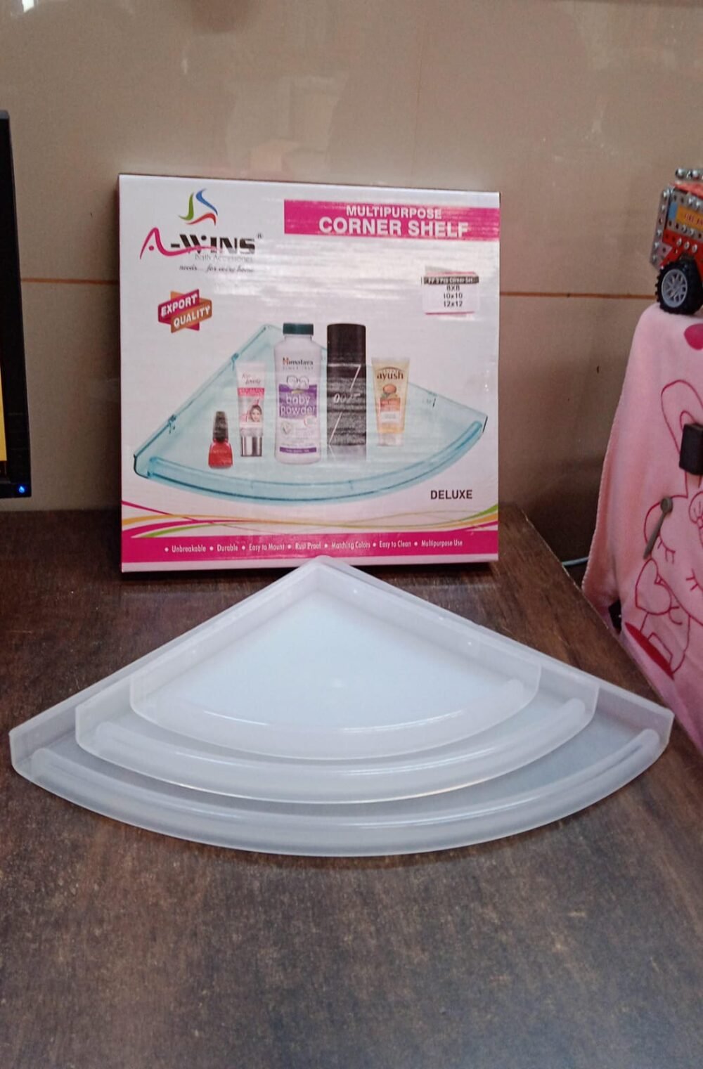 4a468b6f-afa6-4c17-a918-769c0840d76c.jpg Plastic Corner Shelf Set ñ 3 Pcs Wall Mounted | Bathora