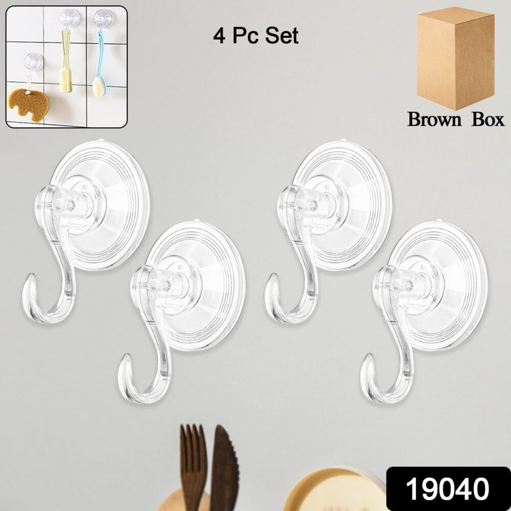 Plastic Suction Cup Hooks – Strong Hold & Reusable 4-Pc Set