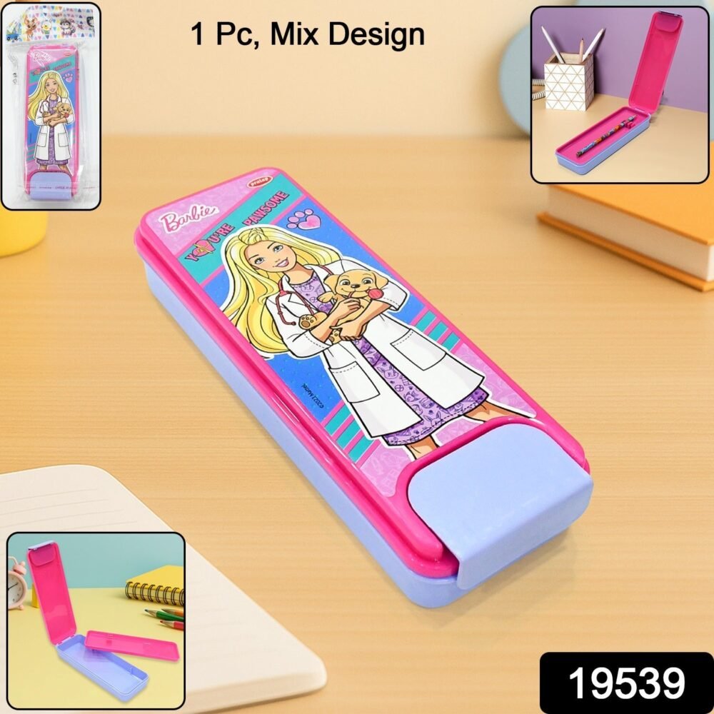 Cartoon Printed Hard Top Pencil Box – Durable Kids' Stationery Case