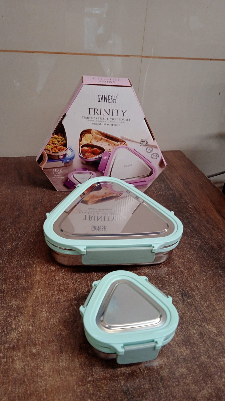 Triangle Stainless Steel Lunch Box Set – Compact Leakproof 2-Piece Tiffin