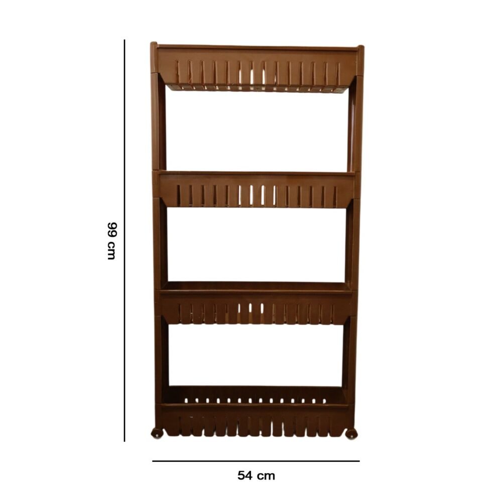 Multipurpose Plastic Storage Rack – 4 Layer with Wheels for Home