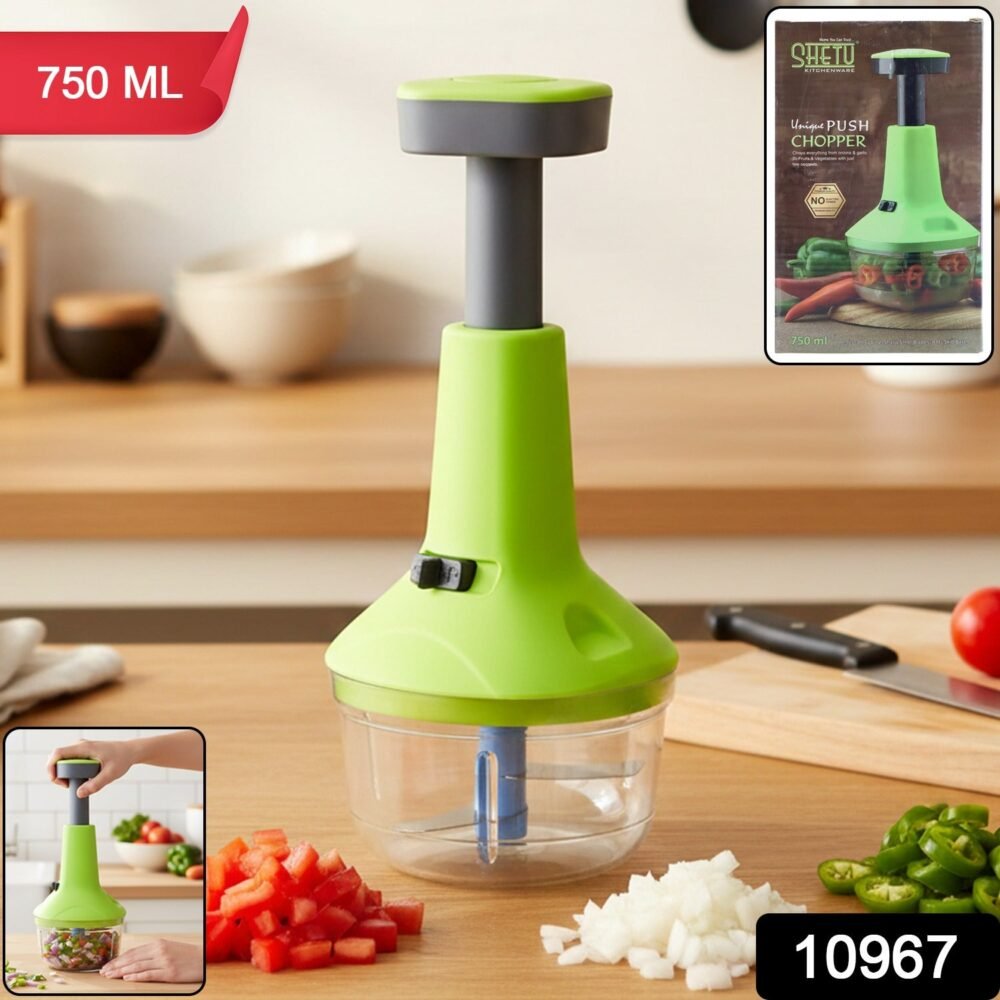 Push-Down Vegetable Chopper – 750 ml High Capacity Manual Cutter