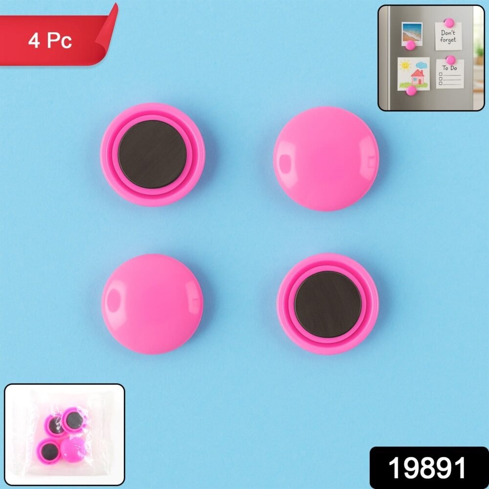 Round Fridge Magnets – Strong Grip, Scratch-Safe Buttons (4 Pcs)