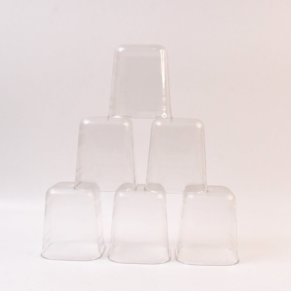 Transparent Diamond Plastic Glass Set – 6 Pieces with Tray
