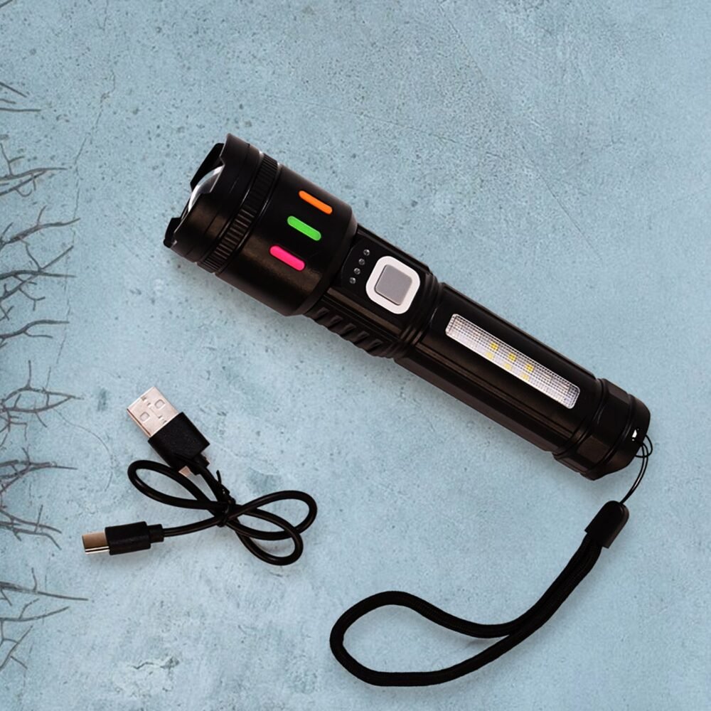 LED Flashlight USB Rechargeable – Zoom & 5 Lighting Modes
