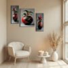 Flower Vase Wall Art – Vibrant Floral 3-Panel MDF Frame
