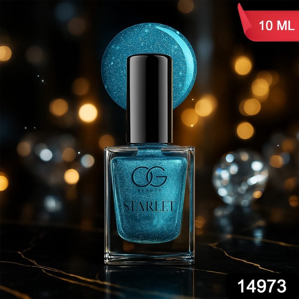 Glitter Nail Paint – Aqua Bluebell, Quick Dry & Long Lasting