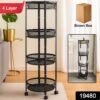 4-Layer Round Metal Mesh Storage Trolley with Wheels