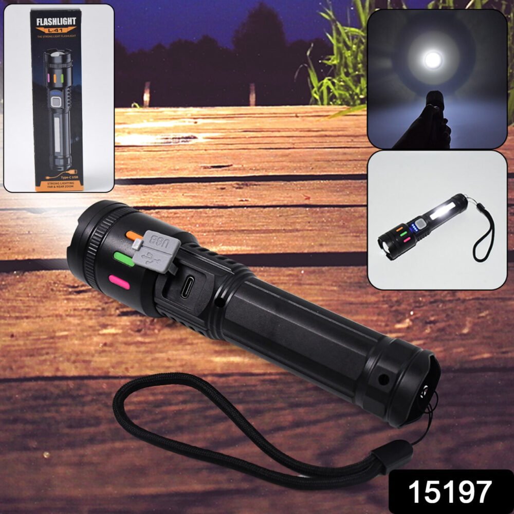 LED Flashlight USB Rechargeable – Zoom & 5 Lighting Modes