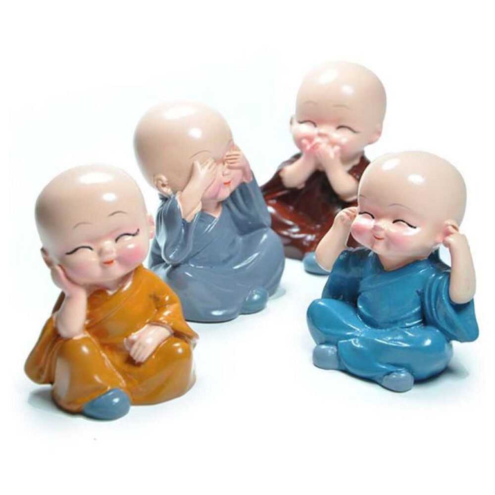 Baby Buddha Statue Set – 4-Piece Lightweight Decorative Showpieces