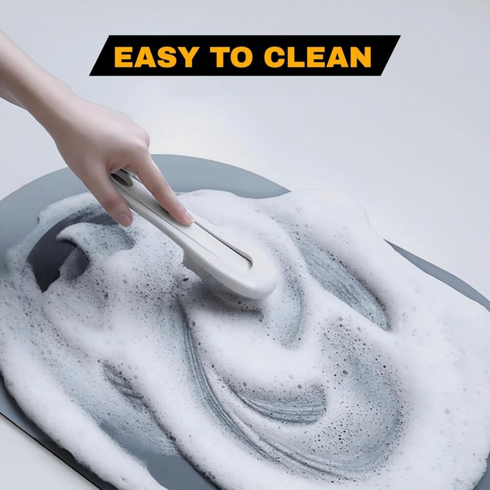 Non-Slip Oval Bath Mat – Super Absorbent Soft Velvet Surface